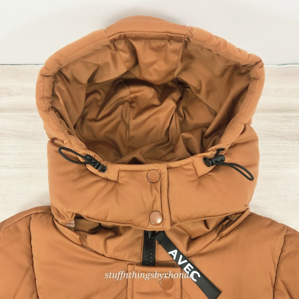Avec Les Filles Cedar Brown Hooded Longline ThermalPuff Puffer Vest Women's Med - Picture 6 of 11